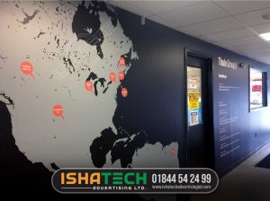 Inkjet-printed vinyl wall sticker with a wallpaper