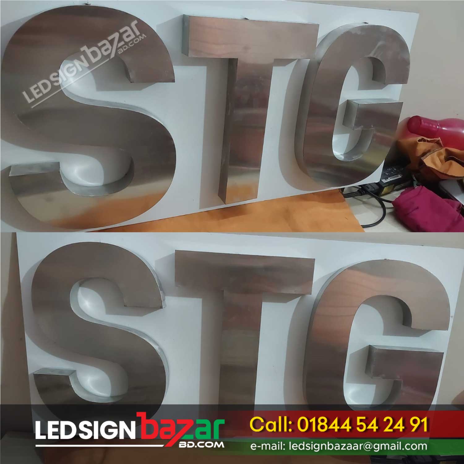 SS Hairline Finish. Hairline SS Signage 3D SS